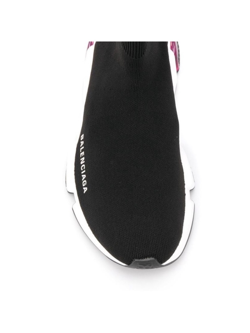 Balenciaga Black Knit Sock Sneaker with Pink Heel Accent - Picture 5 of 8
